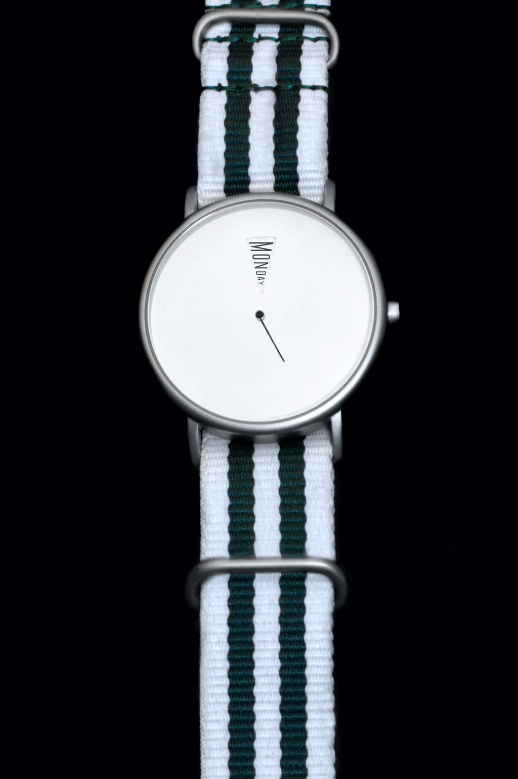 Animated close-up of The Point White dial wheel rotating through days of the week